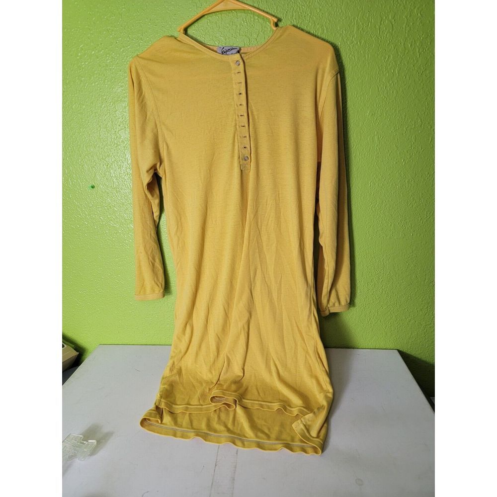 Vintage 1980s Sleepwear Dress Yellow Expression Brand Size Small
